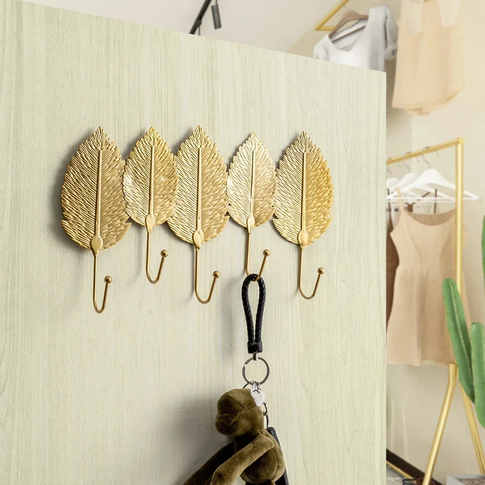 Aesthetic Wall Hook Rack Clothes Hanger Home Decoration Accessories Leaf Shape Bathroom Kitchen Dormitory Wall Hook Key Hangers