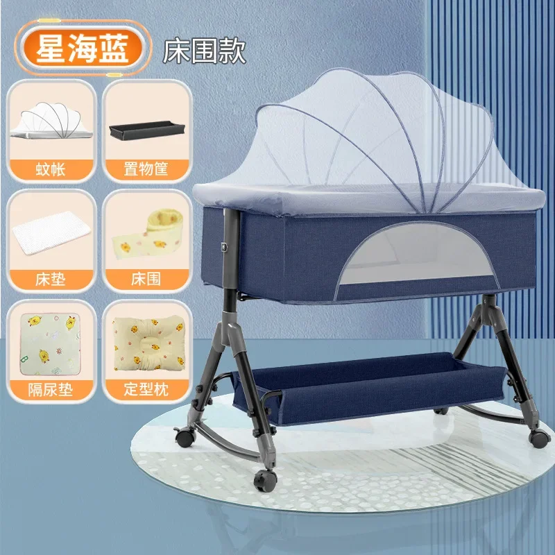 Baby Crib Splicing Bed Movable Folding Multifunctional Cradle Bed Newborn Bedside Hot Selling Baby Bed