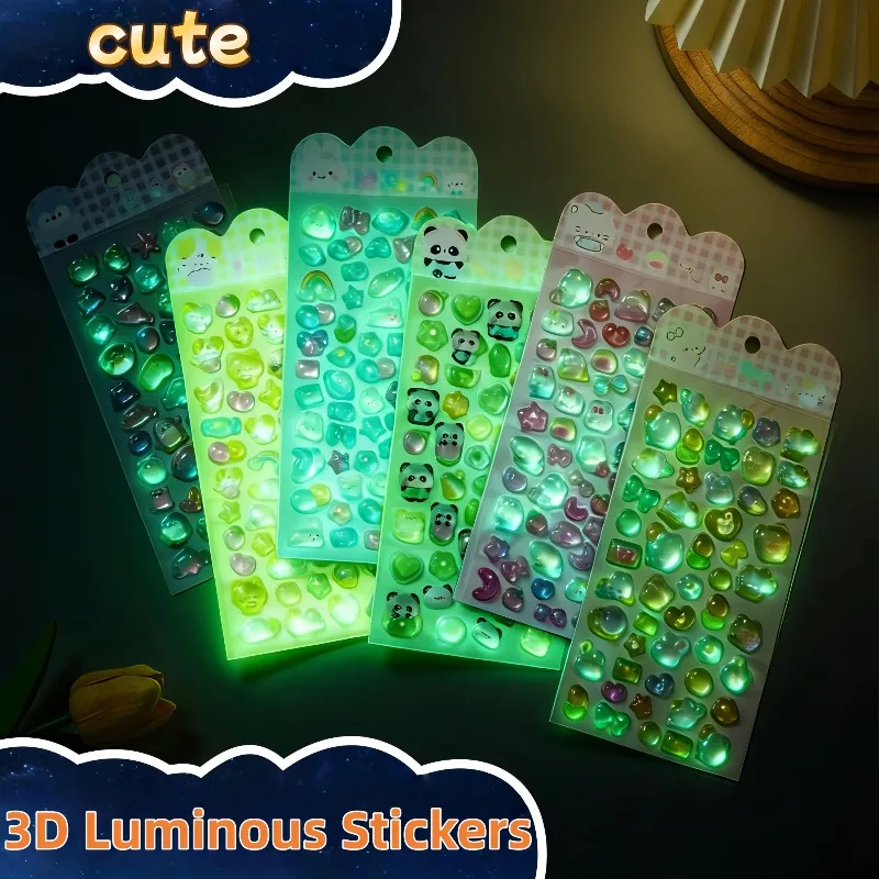 Two Types of 3D Embossed Stickers: Luminous/Non-Luminous,Cartoon Stickers,Phone Case Decorations, Planner Stickers, Party Favors