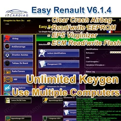 Software Renolink para Renault ECU Programador, Clear Crash, Cartão Airbag, UCH Cleaner Keys, OBDLink, Renolink, Easy Renault 6.1.4