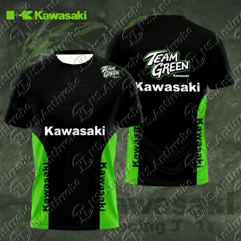 

25-26 Kawasaki New Quick drying Breathable Fashion Sports Adult and Children's Mountain Off road Cycling Short sleeved T-shirt