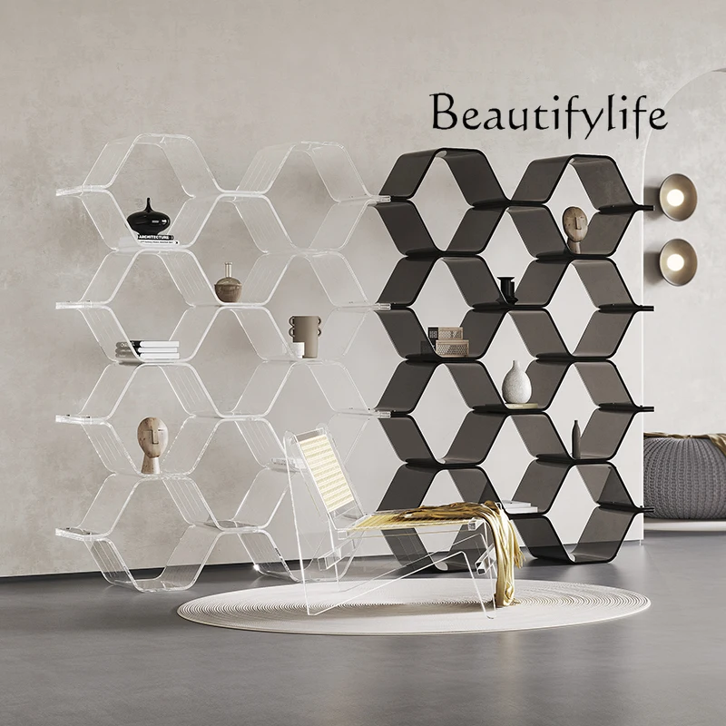 

Acrylic floor honeycomb bookshelf locker household wall living room screen storage floor storage