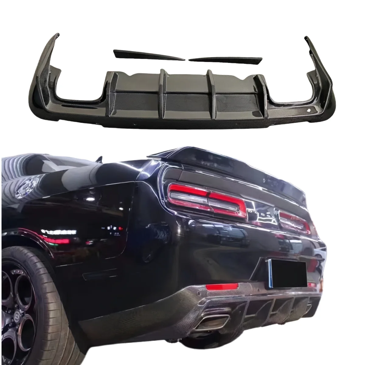 New for Challenger Upgrade Retrofit Carbon Fiber Rear Spoiler Blade Style Diffuser Bumper Lower Lip Body Kit Wings Universal