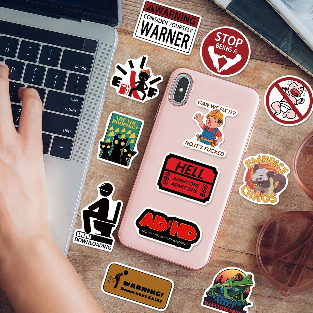 50Pcs Funny Stickers for Adults Meme Pack Stickers for Laptop Hard Hats Car Motorcycle Helmet Sarcastic Graffiti Decals view 2