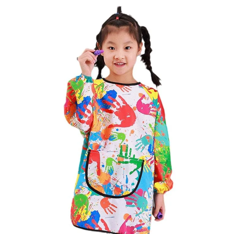 Children\'s Painting Waterproof Long Sleeved Cover Kindergarten Art Painting Reverse Dressing Apron