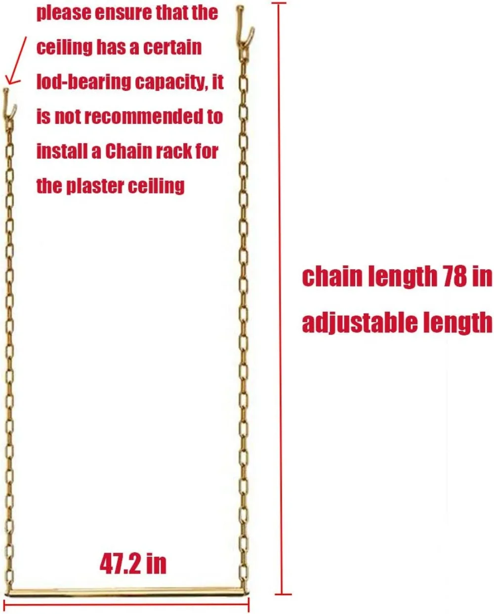 2 Pcs Adjustable Height Clothing Storage Chain Garment Rack, Wedding Dress Hanging Rack, Boutique Display Shelf, Towel Rack 47.2" L - view 2