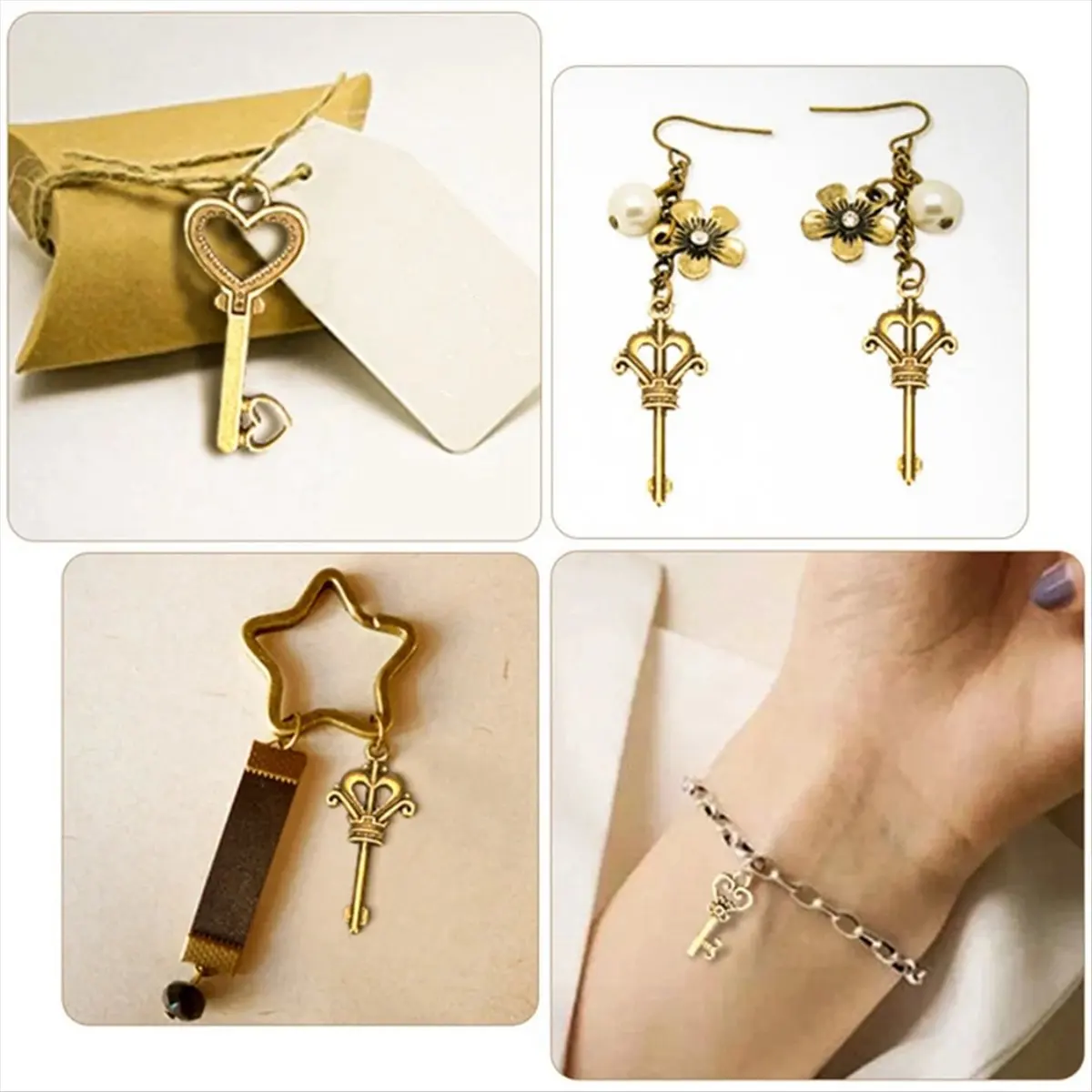 REST 125Pcs Mix Metal Retro Antique Brass Vintage Bronze Old Looking Decorative Key Steampunk Charms Pendant Jewelry DIY