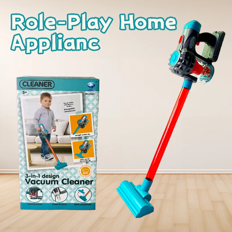 مكنسة كهربائية للأطفال 3 في 1 - عصا خفيفة وصوت/محمولة باليد، صندوق حطام قابل للفصل، خرز إعصار، مرفقين، لعب الأدوار #4