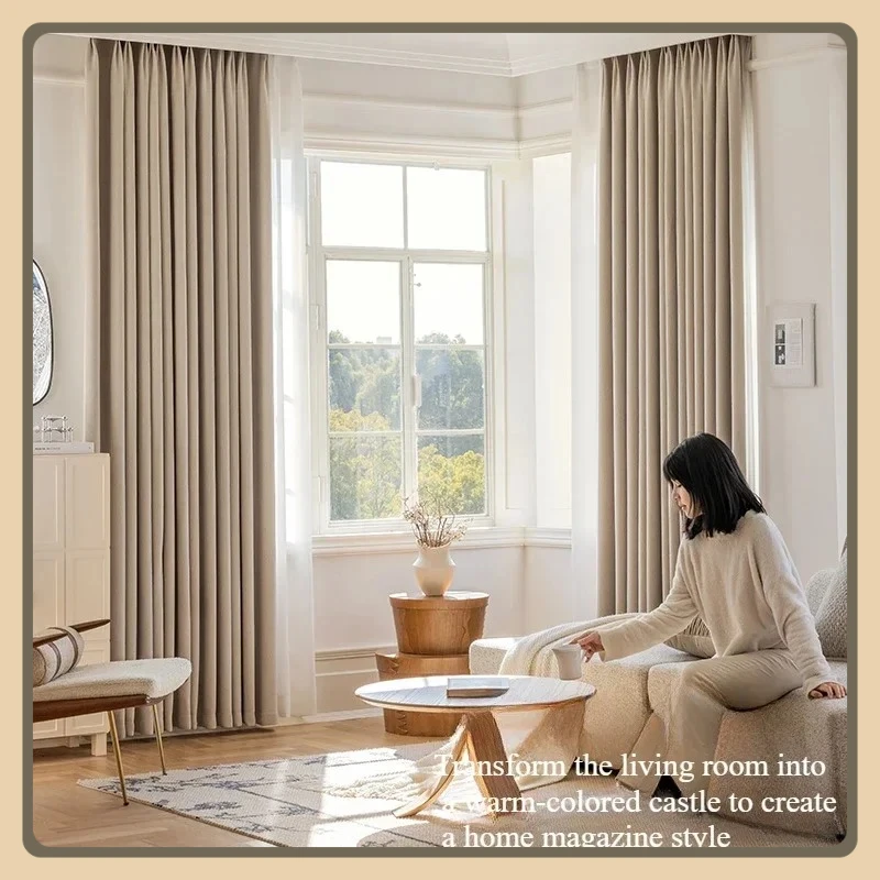 

Modern Hall Blackout Curtains for Living Room Girl Bedroom Long Curtain for Windows Ready-made Sheer Curtains High-shading 90%