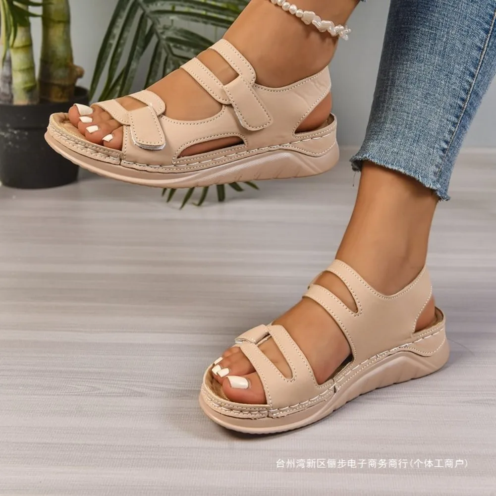 

Модные женские сандалии на платформе больших размеров, легкая прогулочная обувь на мягкой подошве, женские летние повседневные нескользящие пляжные сандалии Mujer