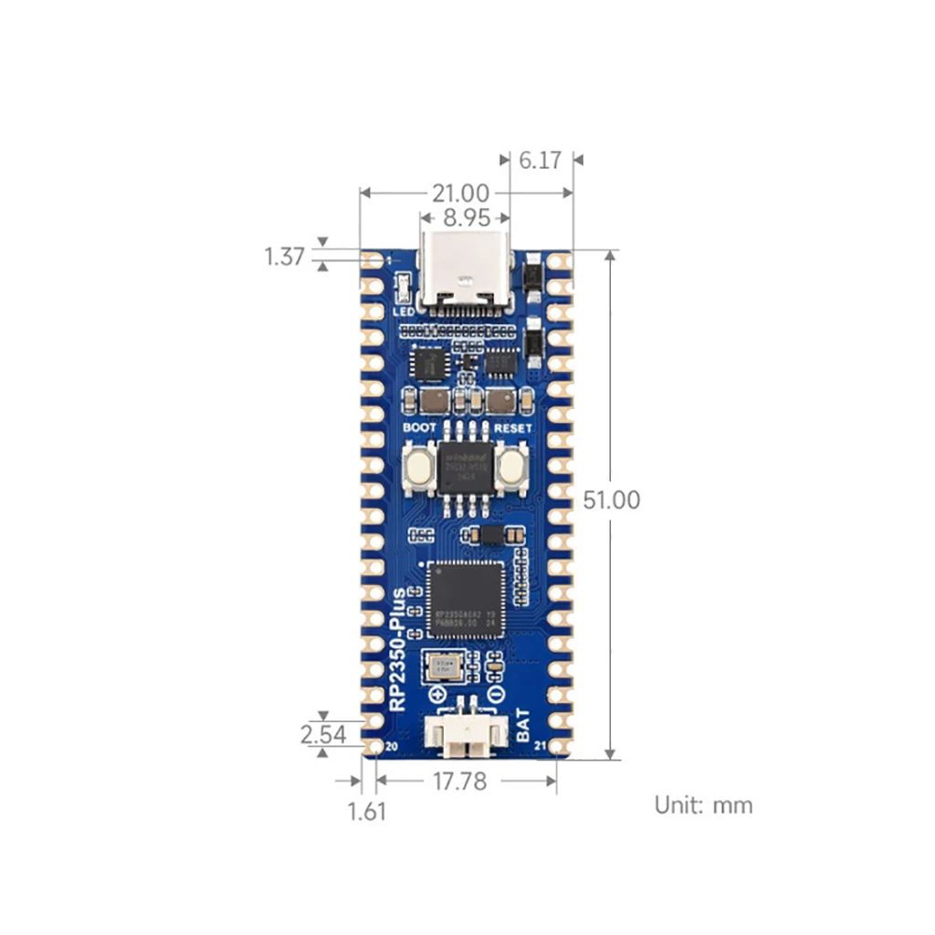 RP2350-Plus para raspberry pi placa de desenvolvimento processador microcontrolador duplo núcleo arquitetura dupla processador rp2350a 4mb flash