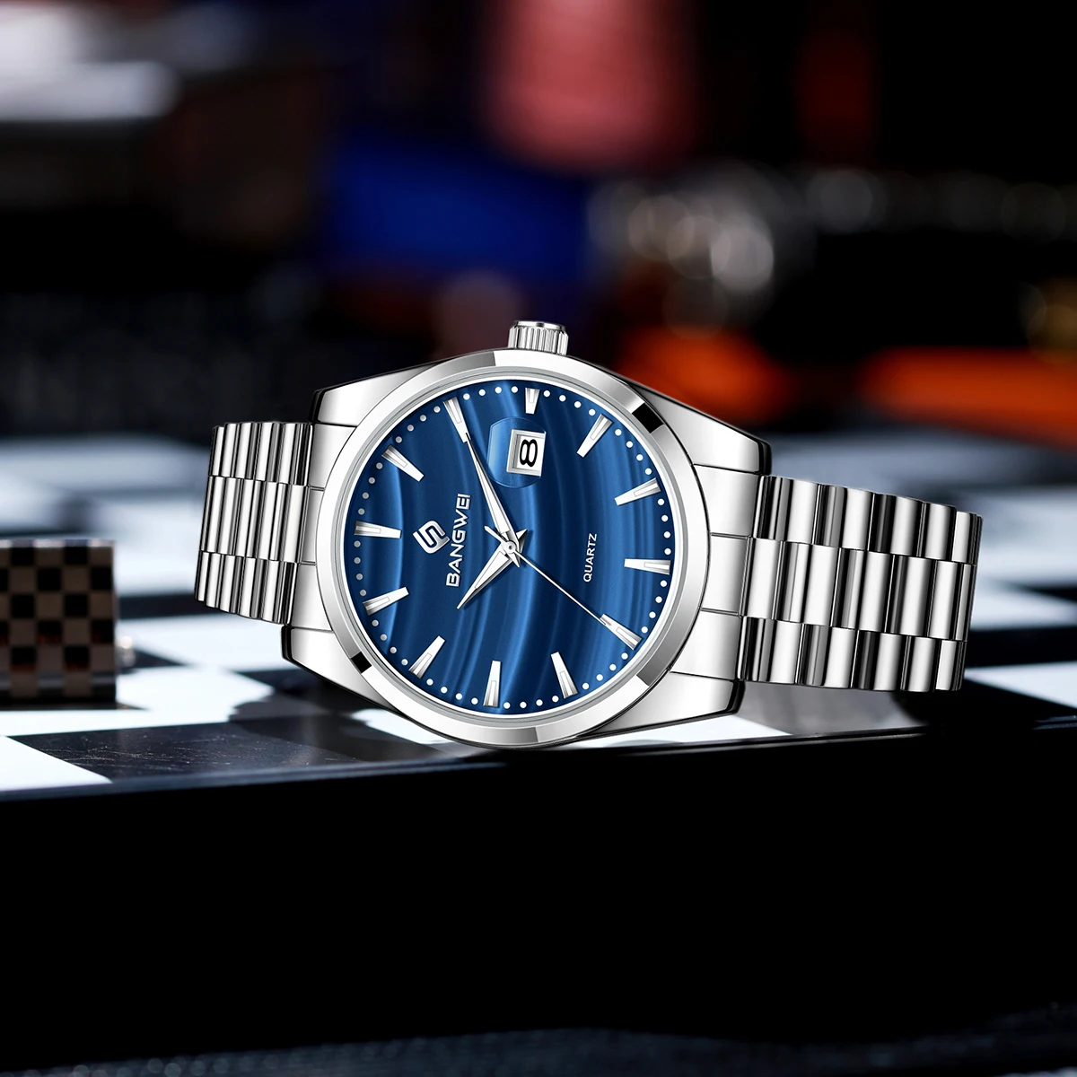 BANGWEI Classic Luxury Men's Quartz Watches Stainless Steel Date Man Watch Waterproof Luminous Fashion Business Male Wristwatch