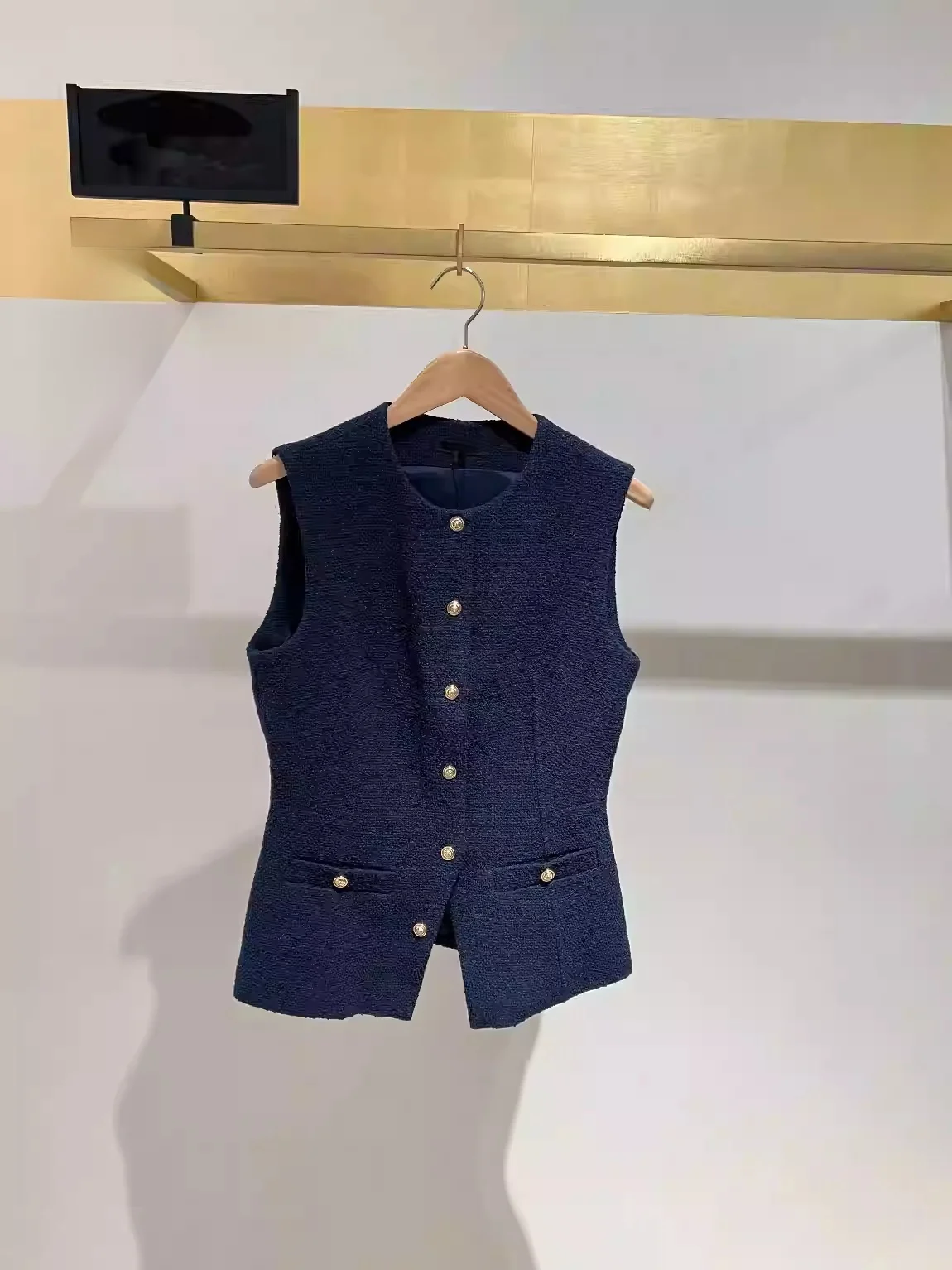 

HEIDD M Home Retro round Ne Svel Waist Cinched Slimming Versatile Vest Tank Top Cotton Autumn 2025 Women's Faion