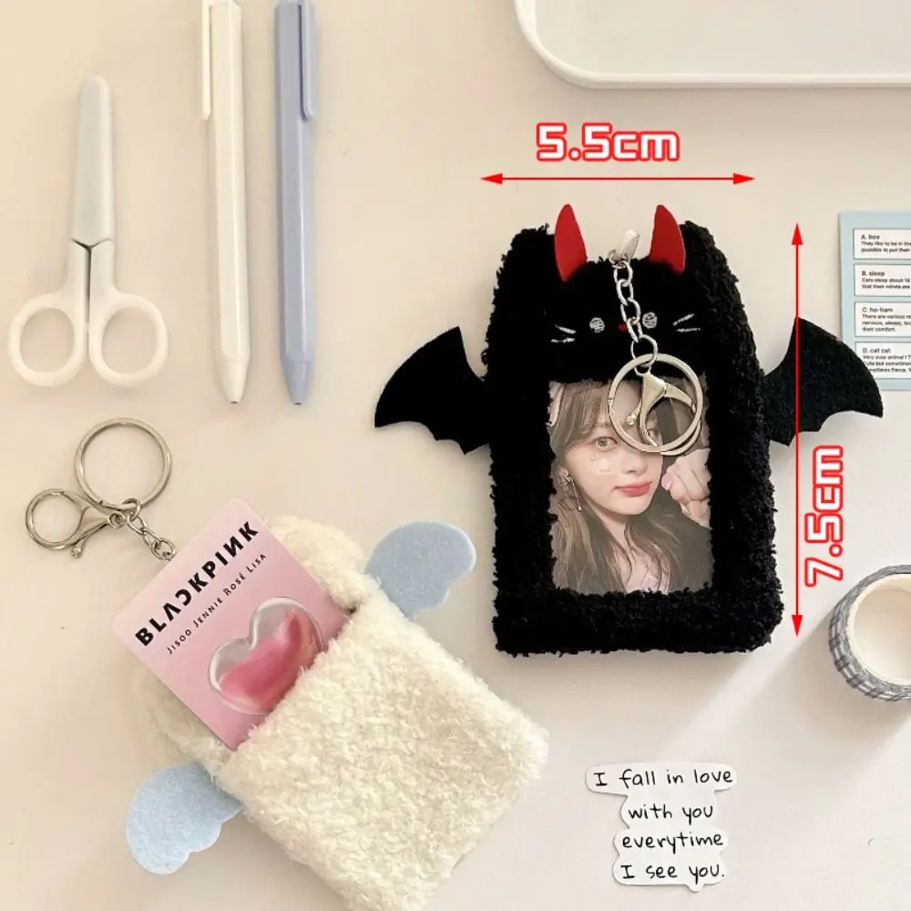 Cartoon Plush Photocard Case Demons&Angels Multifunctional Photo Card Holder Cards Sleeve School Office