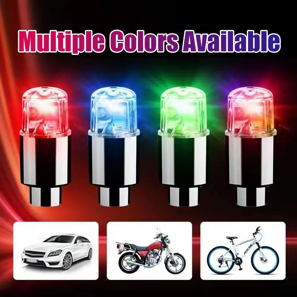 Car Hub Ambient Light Bicycle LED Tire Lights Universal Car Neon Lamp Valve Cover Lights Tire Colorful Flashing Bulb Decoration