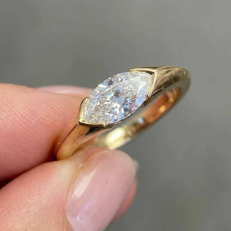 925 Sterling Silver Hot Sale Wedding Bands Women Rings with Marquise Zirconia Simple Elegant Female Accessories Trendy Jewelry