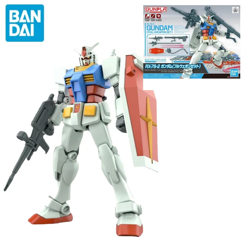 

Original Bandai Gundam Anime Figure EG 1/144 Entry Grade Rx-78-2 Full Equipment Gundam Assembly Model Ornaments Figure Toys