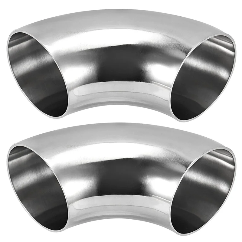 RMWIN-Für Auto-modifiziertes Auspuffrohr, 2 Stück, 7,6 cm, Edelstahl 304, 90 °   Dornbogen, Dicke 2 mm, Handlauf