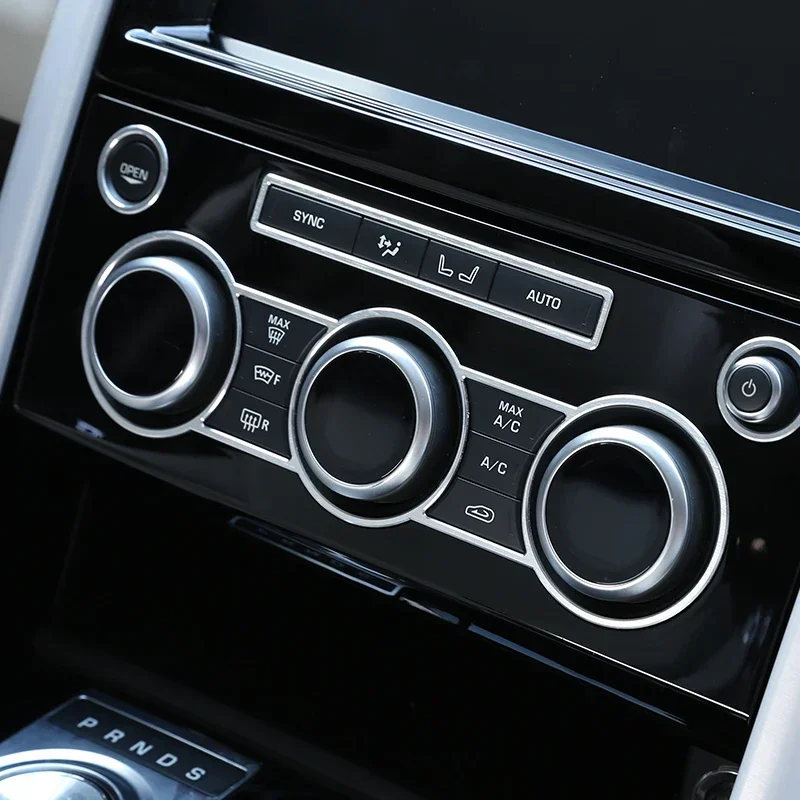 

For Land Rover Discovery 5 L462 2017-2020 Silver Car Central Air Conditioning Volume Knob Ring Stickers Interior Car Accessories