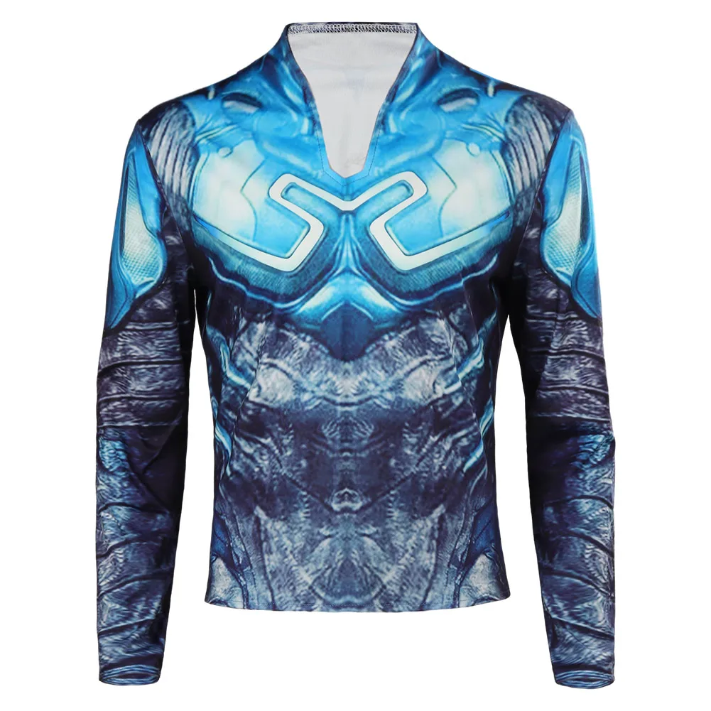 Blauwe Cos Kever Jaime Reyes Cosplay Kostuum Voor Mannelijke Jongens Volwassen Mannen Blauw Shirt Top Fantasia Rollenspel Halloween Carnavalspak