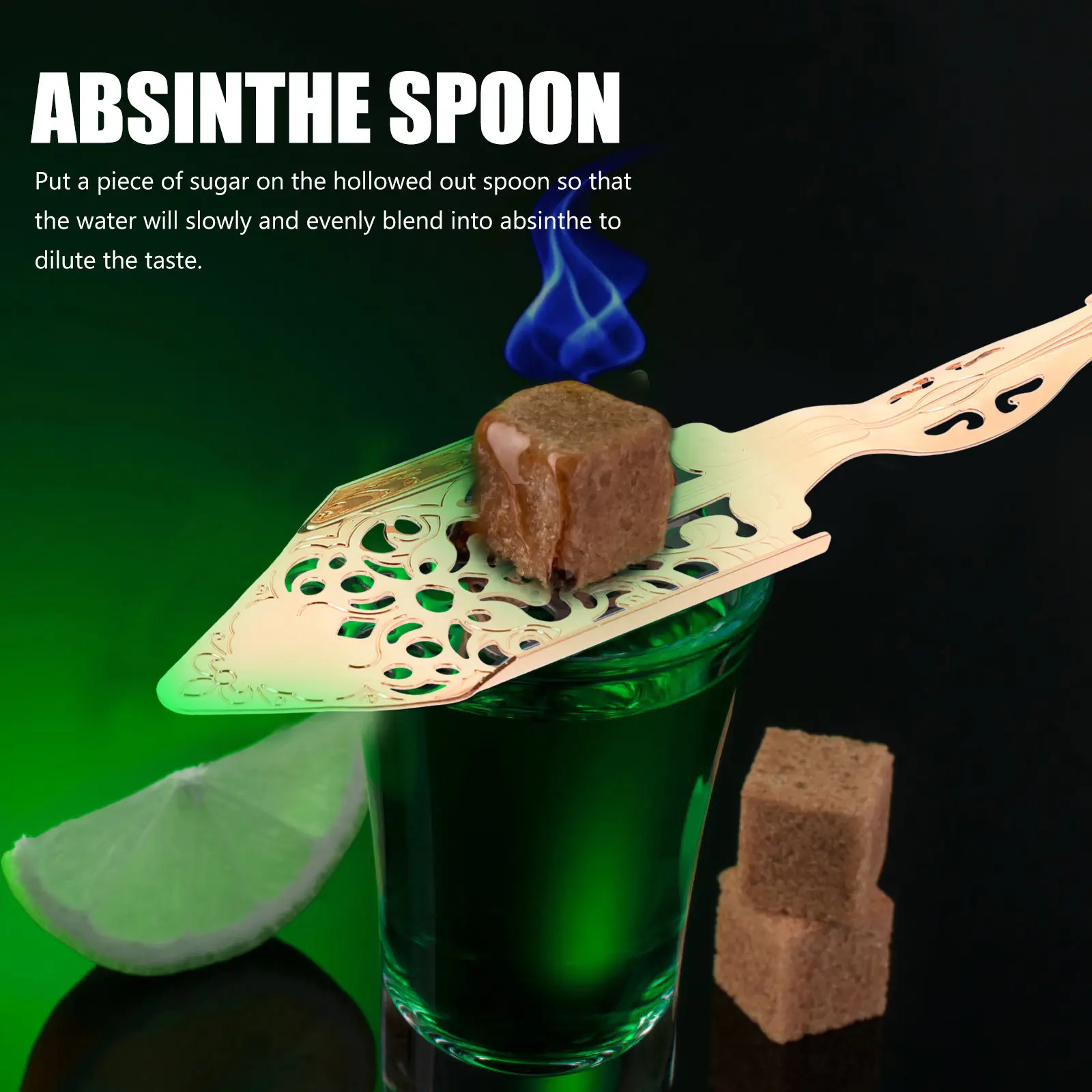 Absinthe Spoon Stainless Steel Hollow-Out Dripper for Sugar Cube Dilution – Bar Tool Gift for Home Gathering