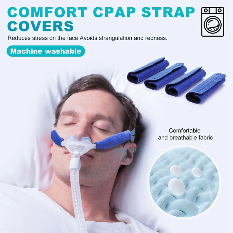 Nasenkissenmaske, CPAP-Kopfbedeckungsgurt-Set, CPAP-Gurtabdeckungen und Schlauchaufhänger aus blauem und weißem Kunststoff für Resmed Airfit P10