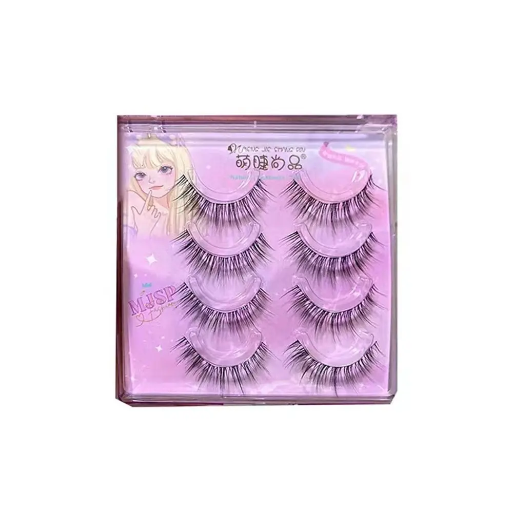 4 Pairs Natural False Eyelashes waterproof Realistic Handmade Makeup Tools Japanese Ultra-Fine False Eyelash Set Women