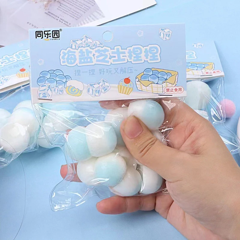 Cartoon Simulation Sea Salt Cheese Balls Pinching Toy Cute Decompression Toys Kids Stress Release Squeeze Slow Rebound Vent Toys