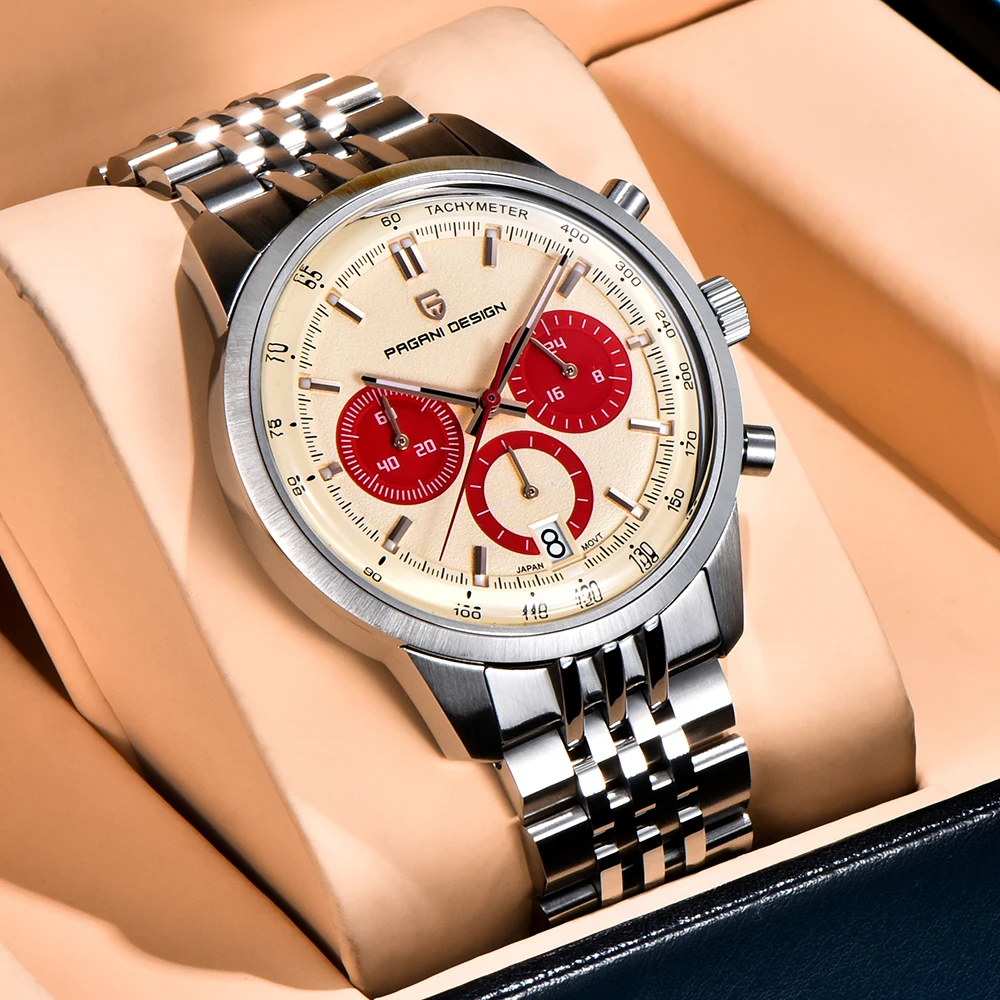 PAGANI DESIGN New VK63 Quartz Watch 41mm Men Wristwatch Chronograph Stainless Steel Waterproof Clock Top Brand Gift Watches Mens view 2