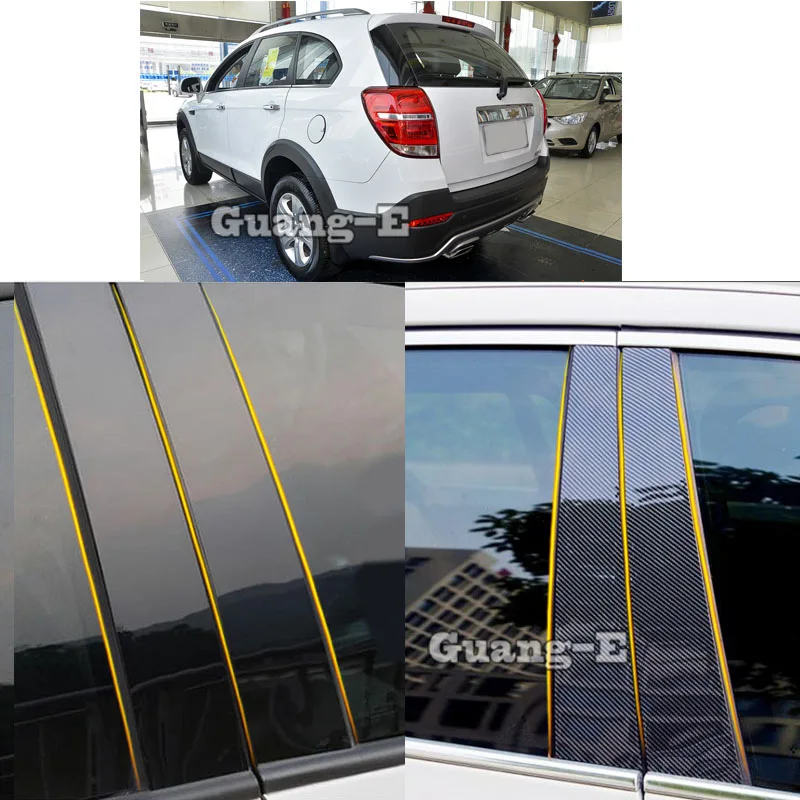 Material de PC para coche, cubierta de poste de pilar, embellecedor de puerta, pegatina de moldura de ventana, 6 uds. Para Chevrolet Captiva 2010 2011 2012 2013 2014 2015-2018