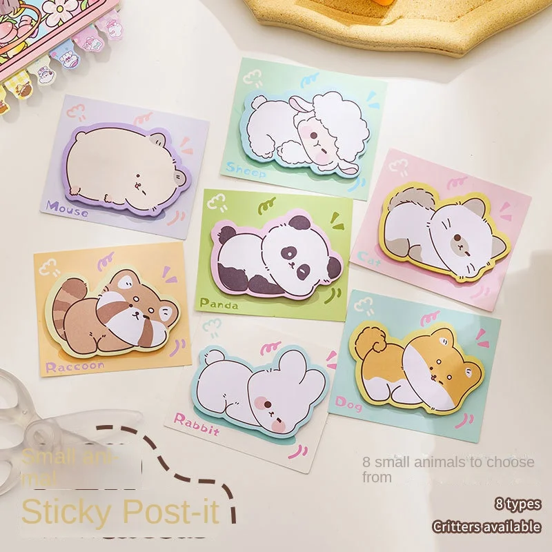 4/8set Cute Animal Sticky Notes Cute Cartoon Memo Pad Ins Kawaii Stationery Posted Tabs Its Memo Message Paper School Supplies