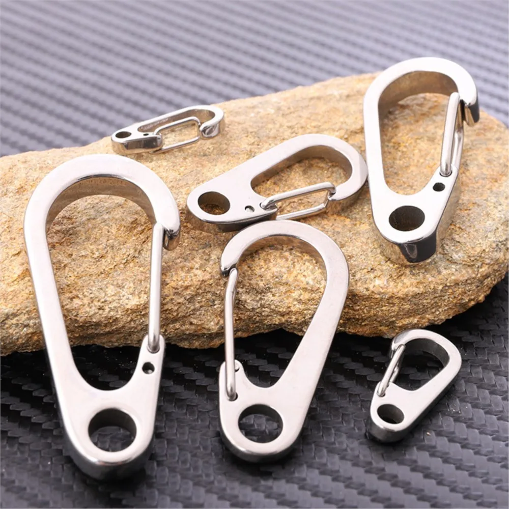 2pcs 304 Stainless Steel Clip Spring-Snap Mini Carabiner Quick Release Hook for DIY ​Key Chain Camping Hiking Jewelry Making