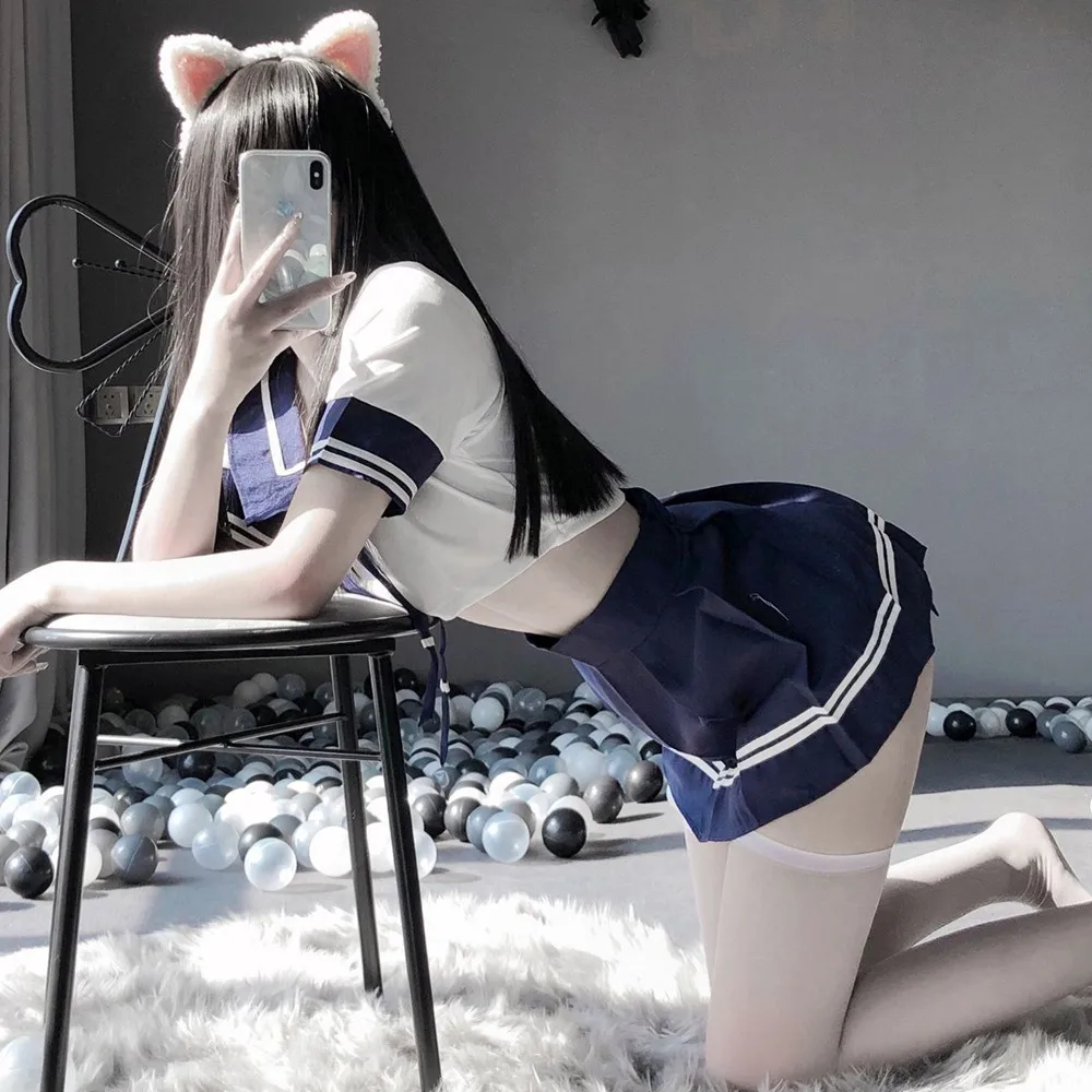 Женская мини-юбка, короткий топ, сексуальная одежда, женская сексуальная студенческая форма, косплей для эротического костюма, игры для взрослых, комплект секс-униформы