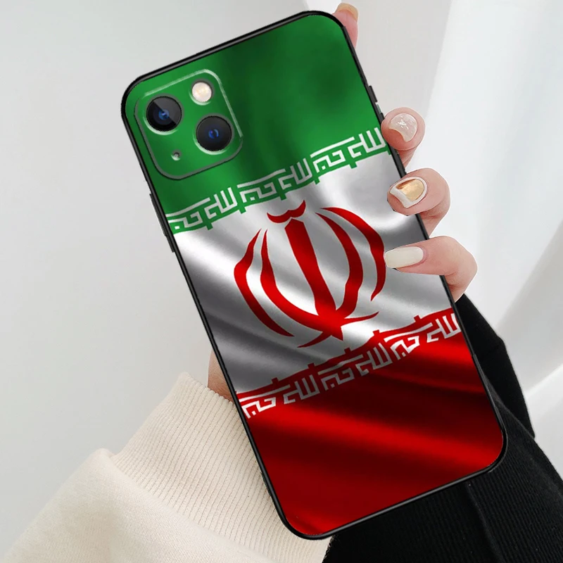 Iran Flag Phone Case For iPhone 11 12 13 14 15 16 Pro Max Mini X XR XS Max Plus Cover Funda