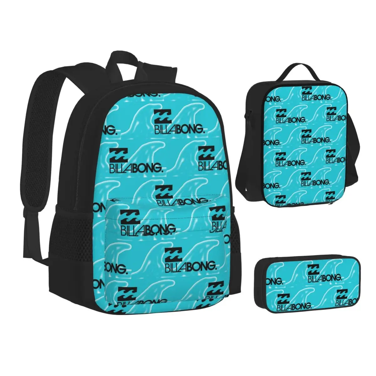 

Fashion Billabongs Anime Backpacks Boys Girls Bookbag School Bags Children Rucksack Lunch Bag Pen Bag Three-Piece Set