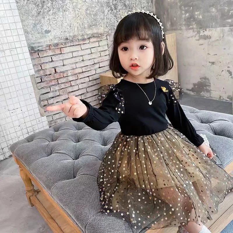 

2023 baby girl dress cotton lace baby girl dress spring and autumn fashion birthday dress party long-sleeved princess dress