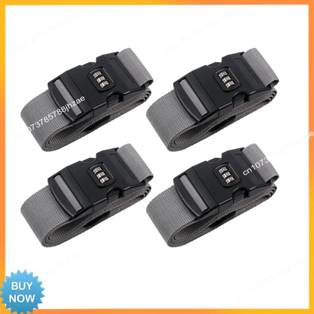 

A10R 4Pcs Luggage Buckle Strap Anti-Theft Password Lock Packing Belt Luggage Strap Travel Belt,Grey Easy To Use