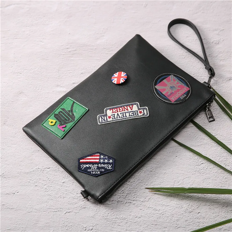 Stylish Korean Hand Clutch Bag with Badge Design