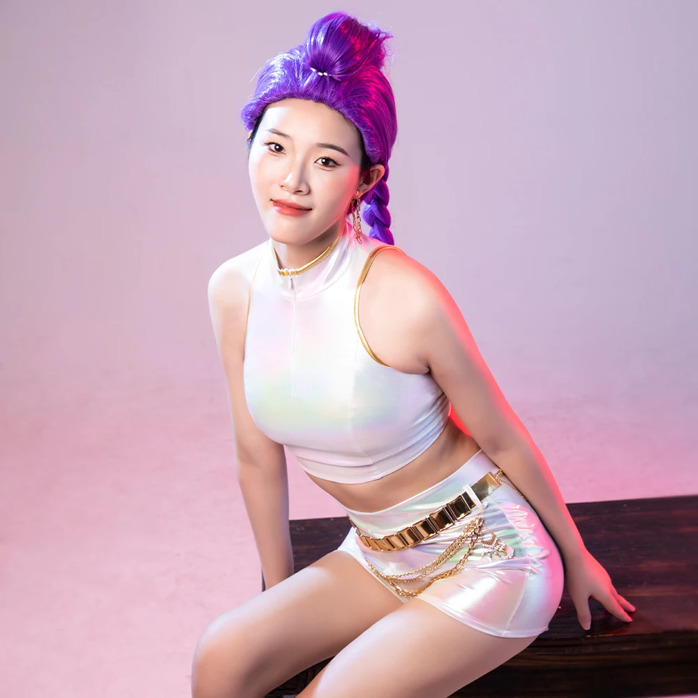 Trajes de cosplay trajes de desempenho branco para k-pop menina grupo adulto topo + shorts + cinto festival desempenho roupas outfit