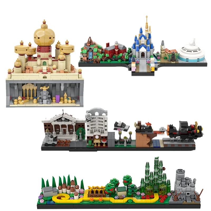 Skyline Architecture MOC Back Future Buildings Fairy Tale Magic Castle House Movie Building Blocks Home Decoration Toys Children