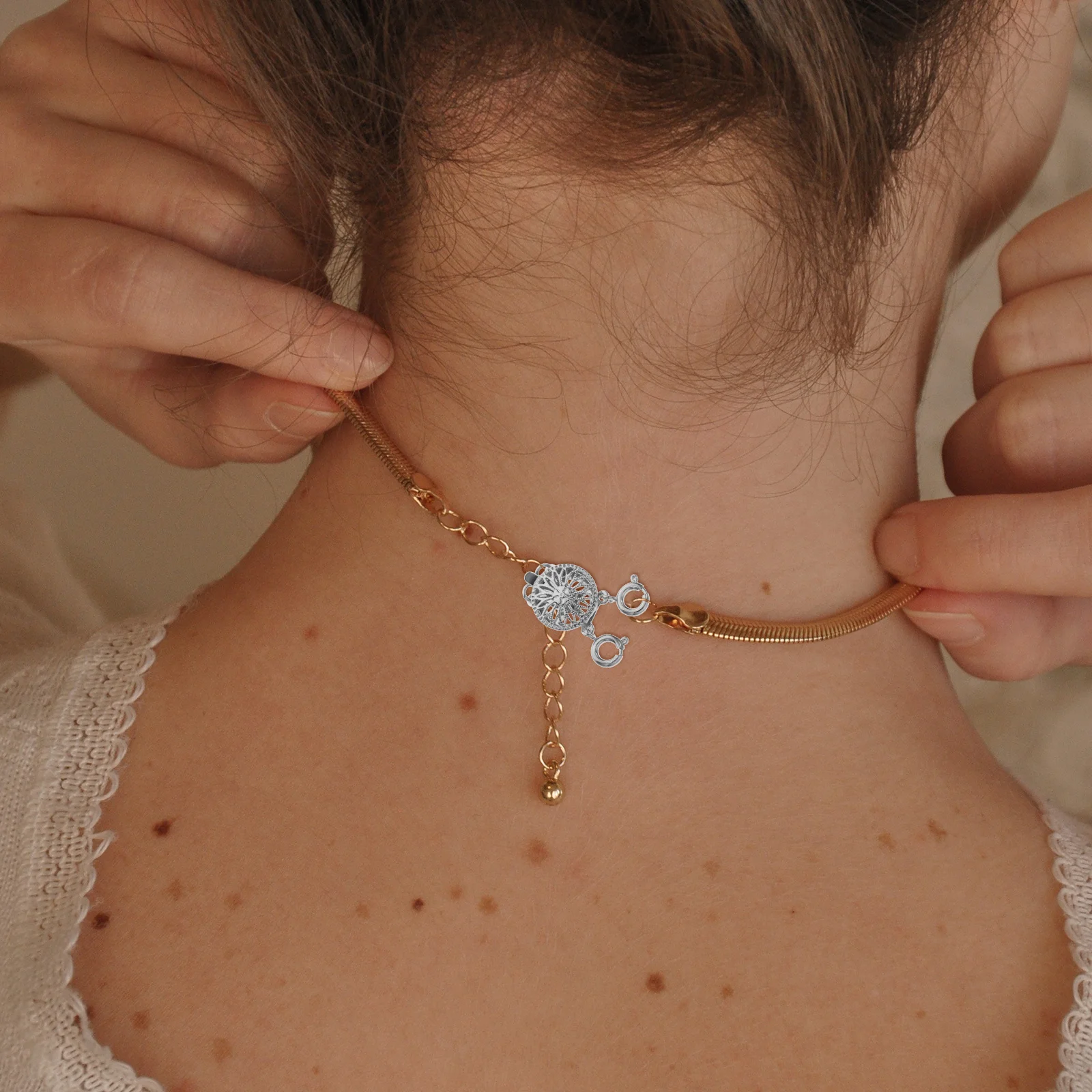 

2Pcs Necklace Separator Simple Install Layering Necklace Clasp for DIY Jewelry Making Buckle Decorative Bracelet Clasp Set