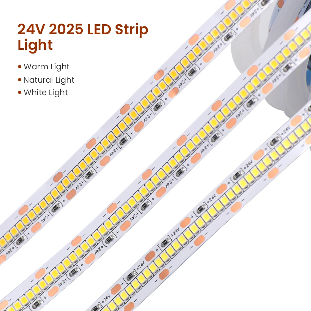 5 м/рулон Светодиодная лента 24 В постоянного тока 420 светодиодов/м SMD 2025 супер яркая IP20 IP67 водонепроницаемая гибкая лента освещение