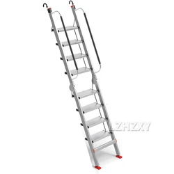 Telescoping Ladder 9 Step Aluminum One-Button Retraction Collapsible Extension 150kg Capacity KG/Non-Slip for Home Rubber Feet