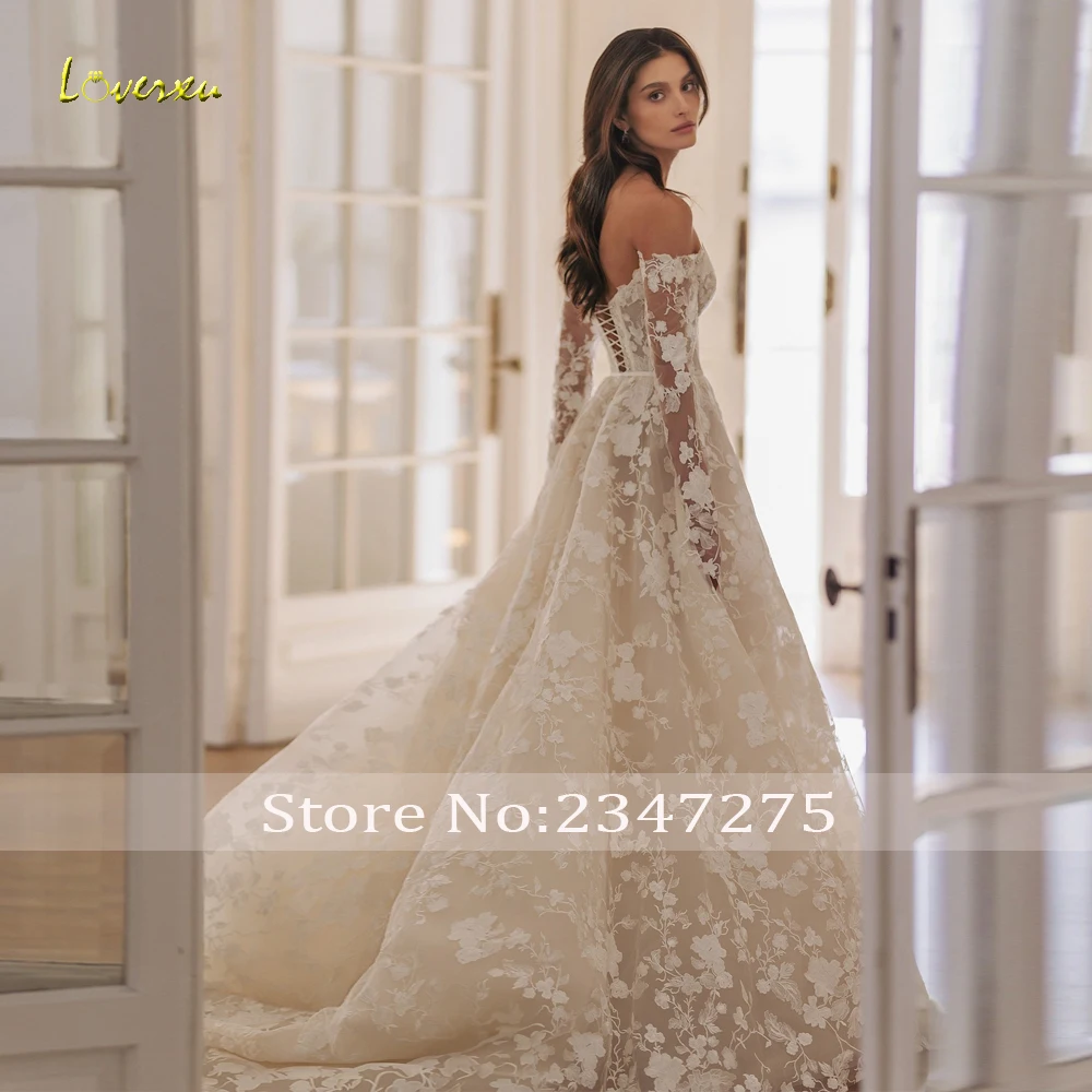 Loverxu A-Line Elegant Wedding Dresses 2024 Sweetheart Off The Shoulder Vestido De Novia Lace Embroidery Charming Robe De Mariee