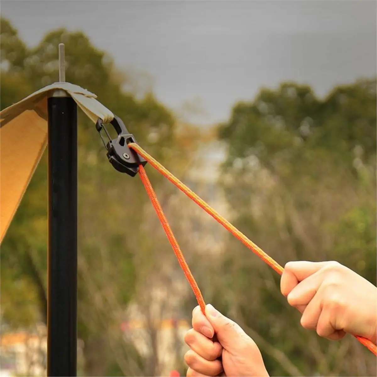 Automatic Retractable Buckle Tent Rope Tensioner Outdoor Canopy Windproof Adjustable Tightening System Camping Equipment