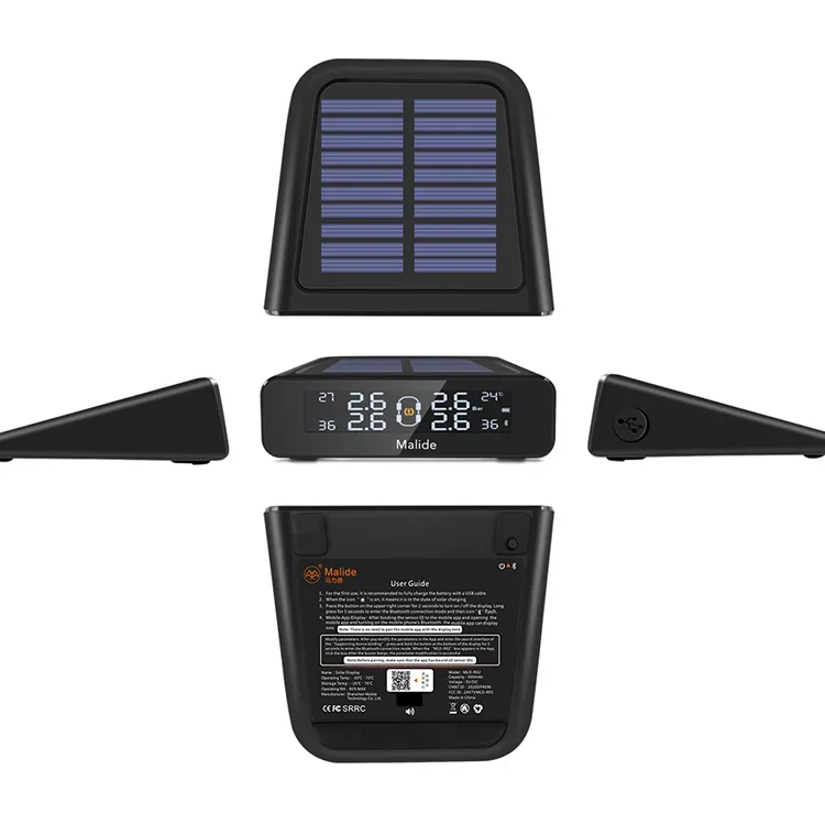 Solar Charging Car TPMS HD Digital LCD Display Tire Pressure Monitoring System Auto Alarms Wireless External Sensors TPMS