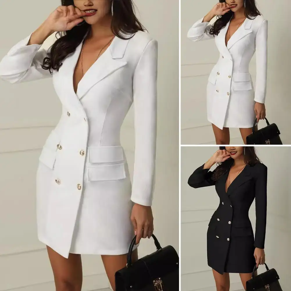 New Women Blazer Elegant Office Lady Dress Long Sleeve Black White Spring Summer Female Causal Fashion Large Size Suit 2026