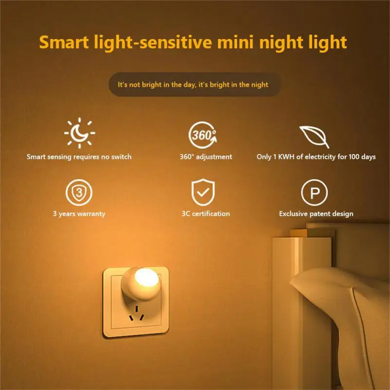 

Cute Mini LED Night Light LED Dimmer Baby Nursing Eye Sleep Light Bedroom Sleep Light Plug-in LED Energy Saving Lamp