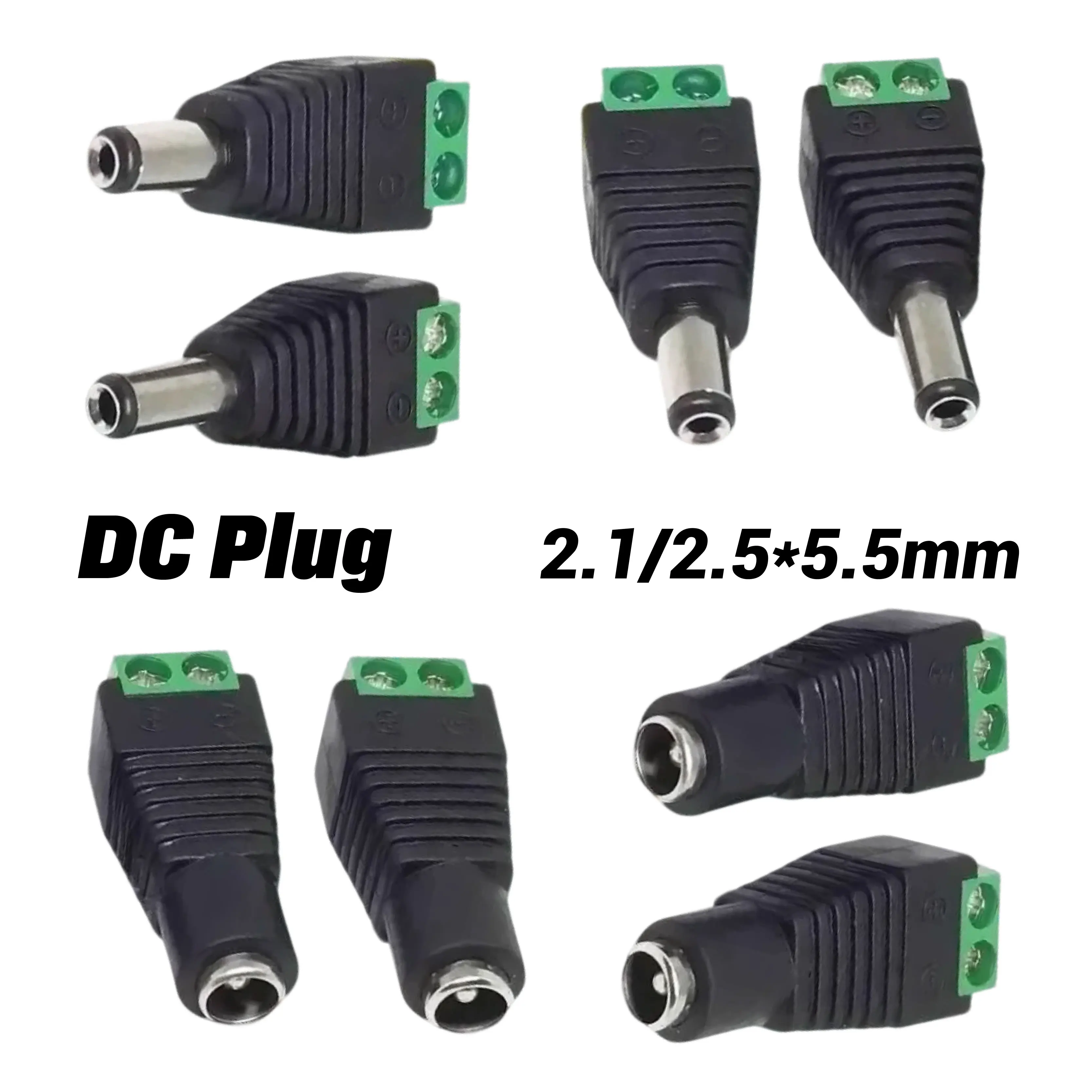 4/10Pcs Male and Female DC Power Plug 5.5 X 2.1MM 5.5×2.5MM 12V Socket Barrel Jack Adapter Connector