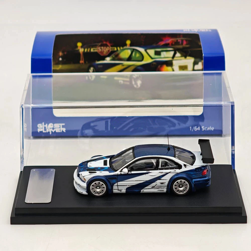 Openable Rear Trunk E46 M3 GTR NFS Diecast Model Car Miniature Limited Collectible Ghost Player 1/64 scale In Stock